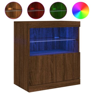 vidaXL kumode ar LED lampiņām, brūna koka krāsa, 60x37x67 cm
