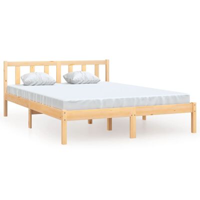 vidaXL gultas rāmis, priedes masīvkoks, 135x190 cm, divvietīgs