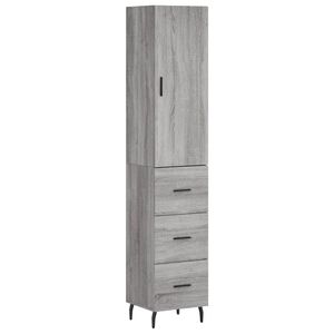 vidaXL augstais skapītis, pelēks, 34,5x34x180 cm, inženierijas koks