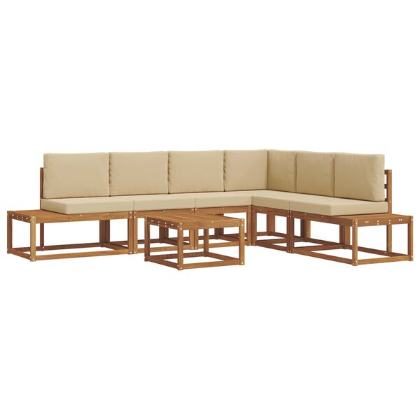 vidaXL Āra dīvānu komplekts ar spilvenu 7 Gabals Dabisks un bē&scaron;s