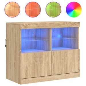 vidaXL kumode ar LED lampiņām, ozolkoka krāsa, 81x37x67 cm