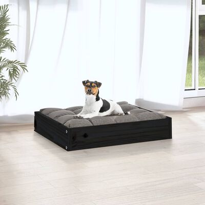 vidaXL suņu gulta, melna, 51,5x44x9 cm, priedes masīvkoks