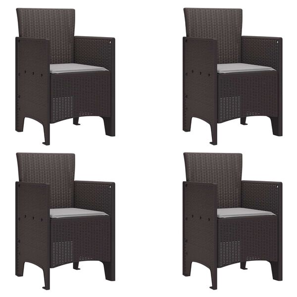vidaXL Dārza krēsls 4 pcs Brūna 53 x 49 x 85 cm Polipropilēns