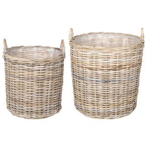 vidaXL Stādītāju grozs ar uzglabā&scaron;anu 2 pcs Pelēka Lacak rattan