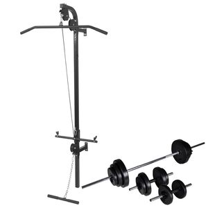 vidaXL spēka stacija ar hantelēm un svaru stieni, 30,5 kg