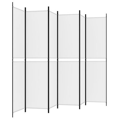 vidaXL 6 paneļu istabas aizslietnis, balts, 300x220 cm, audums