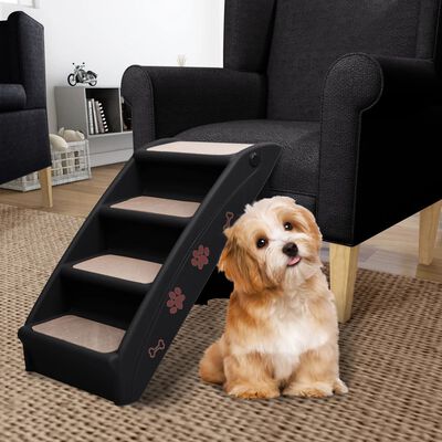 vidaXL saliekamas suņu kāpnes, 62x40x49,5 cm, melnas