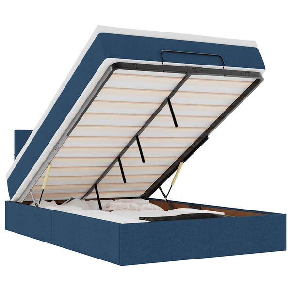 vidaXL Osmaņu gulta ar matraci&LEDs, zils, 120x190 cm, audums