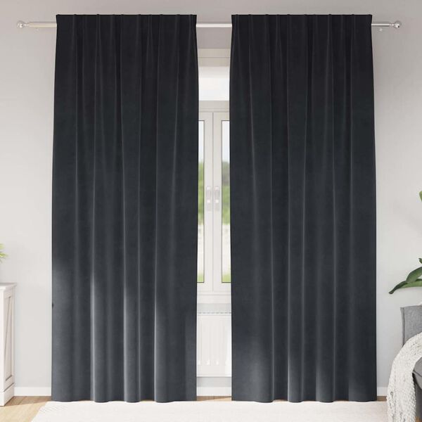 vidaXL Aptum&scaron;ojo&scaron;ie aizkari 2 pcs Tum&scaron;i pelēks 140 x 245 cm Samts