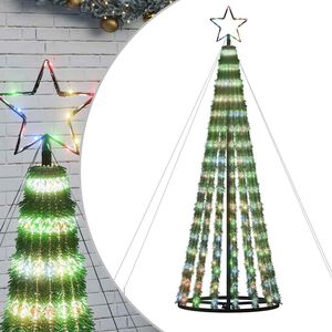 vidaXL LED Ziemassvētku eglīte 275 LED Krāsains 180 cm