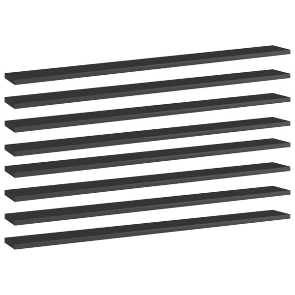 vidaXL plauktu dēļi, 8 gab., melni, 100x10x1,5 cm, skaidu plāksne