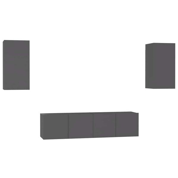 vidaXL 4-daļīgs TV skapī&scaron;u komplekts, pelēks, inženierijas koks