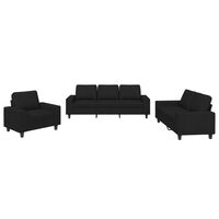vidaXL trīsdaļīgs dīvānu komplekts, melns, audums