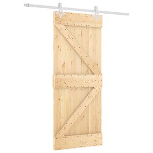 vidaXL Slīdo&scaron;ās durvis 85 x 210 cm Cieta priedes koks (neapstrādāts)