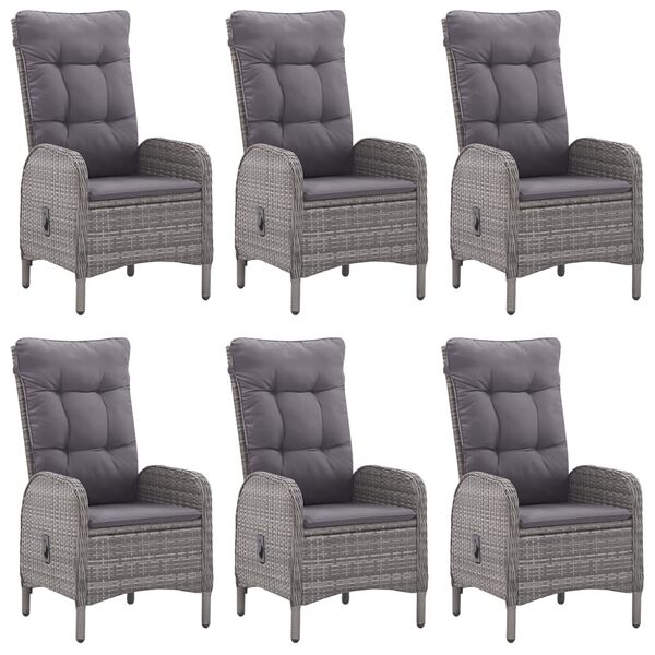 vidaXL 7-daļīgs dārza mēbeļu komplekts, pelēks