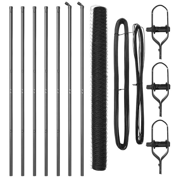 vidaXL Žoga āķis Pelēka 10 x 1,6 m (36 mm siets) Tērauds un PVC