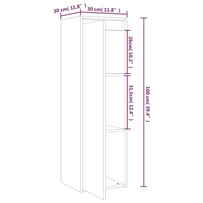 vidaXL sienas skapīši, 2 gab., balti, 30x30x100 cm, priedes masīvkoks