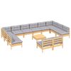 vidaXL 13-daļīgs dārza mēbeļu komplekts ar pelēkiem matračiem, priede
