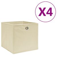 vidaXL uzglabāšanas kastes, 4 gab., 28x28x28 cm, bēšs neausts audums