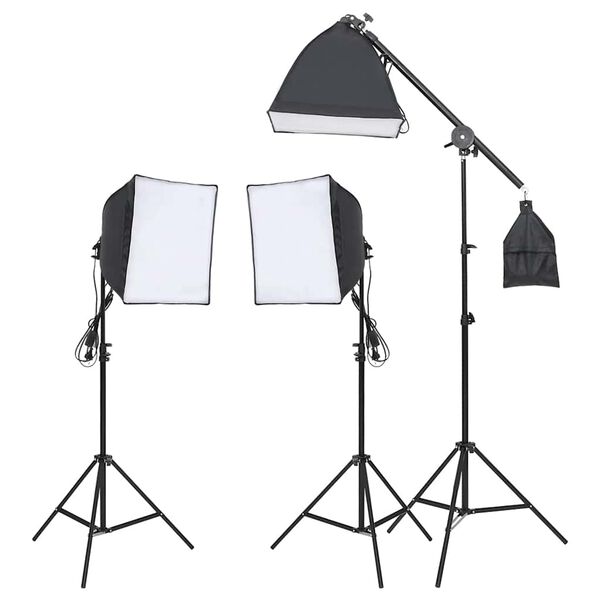vidaXL fotostudijas komplekts &ndash; gaismas, fons, reflektors