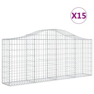 vidaXL arkveida gabiona grozi, 15 gb., 200x30x80/100cm, cinkota dzelzs