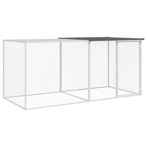 vidaXL vistu būris ar jumtu, antracīta krāsā, 203x98x90 cm, cinkots tērauds