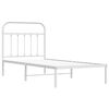 vidaXL gultas rāmis ar galvgali, balts metāls, 90x200 cm