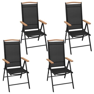 vidaXL 5-daļīgs dārza mēbeļu komplekts, saliekami krēsli, alumīnijs
