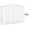 vidaXL arkveida gabiona grozi, 15gb., 200x50x140/160cm, cinkota dzelzs