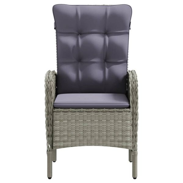 vidaXL 5-daļīgs dārza mēbeļu komplekts ar matračiem, pelēks, melns