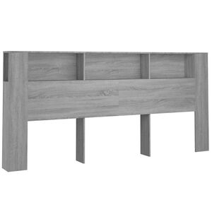 vidaXL gultas galvgalis ar plauktu, pelēcīga ozola, 220x18,5x104,5 cm