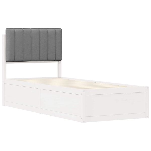 vidaXL Gultas rāmis ar polsterētu galvas balstu Gai&scaron;i pelēks