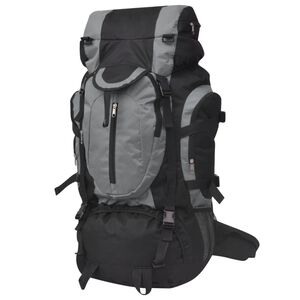 vidaXL pārgājienu mugursoma XXL, 75 L, melna un pelēka