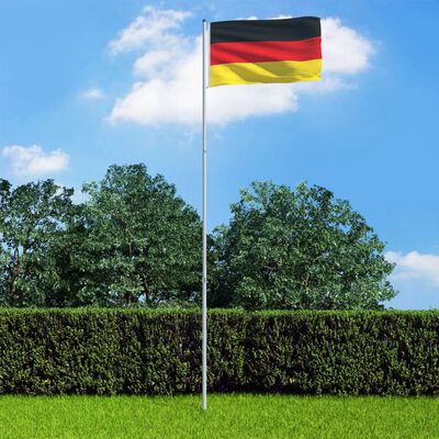 vidaXL Vācijas karogs un karoga masts, alumīnijs, 6 m
