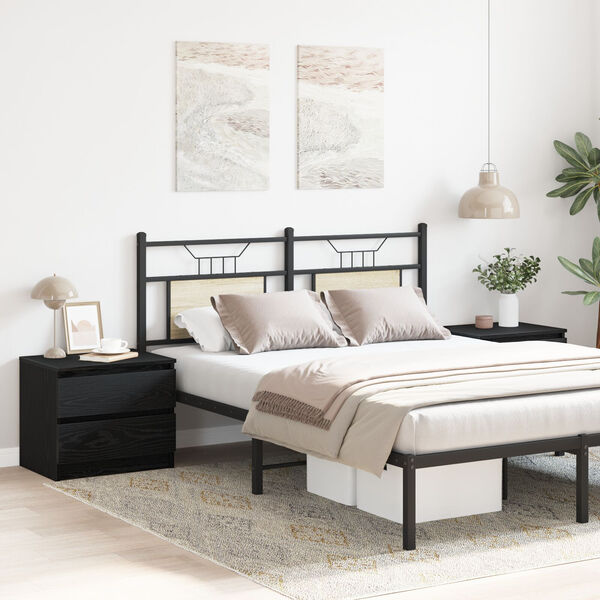 vidaXL Nakts skapītis 2 pcs Melns ozolkoks 50 x 40 x 43,5 cm