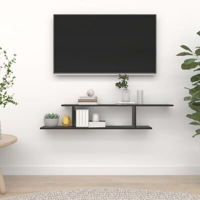 vidaXL sienas TV skapītis, melns, 125x18x23 cm, skaidu plāksne
