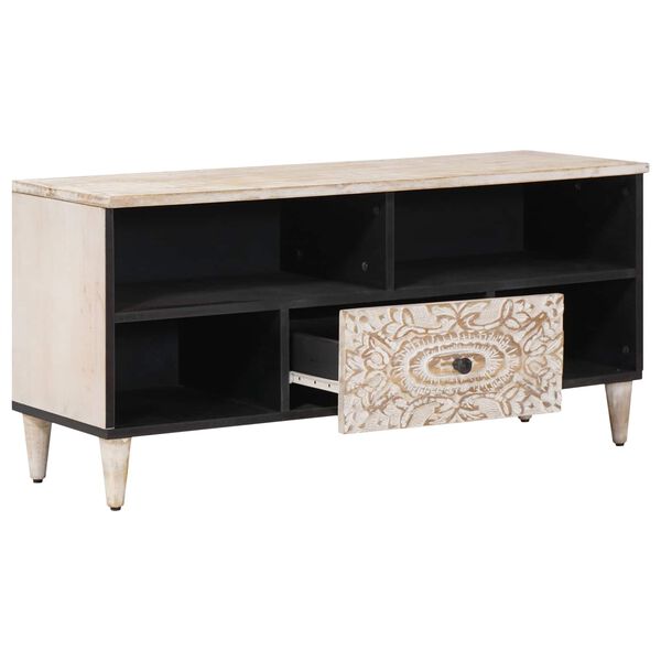 vidaXL Televizora skapī&scaron;a Balts 100 x 33,5 x 46 cm Cieta mango koksne