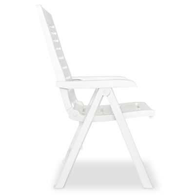 vidaXL atgāžami dārza krēsli, 6 gab., plastmasa, balti