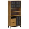 vidaXL kumode ar stikla durvīm FLAM, 80x40x180 cm, priedes koks