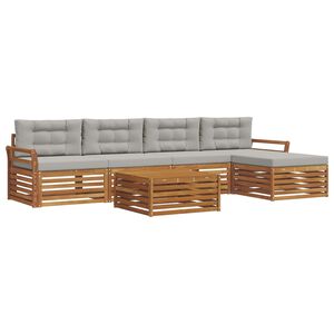 vidaXL Āra dīvānu komplekts ar spilvenu 6 pcs Dabīgs un gai&scaron;i pelēks