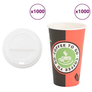 vidaXL papīra kafijas krūzes ar vākiem 1000 gab 16 unces 400 ml