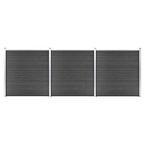 vidaXL žoga paneļu komplekts, 526x186 cm, melns WPC