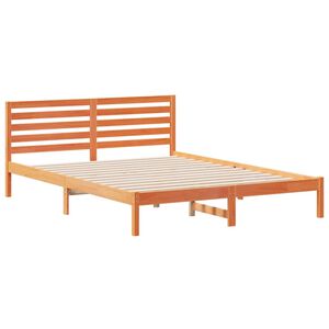 vidaXL Gultas rāmis Vaks brūns 160 x 210 cm Ciets priedes koks