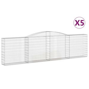 vidaXL arkveida gabiona grozi, 5 gb., 400x30x100/120cm, cinkota dzelzs
