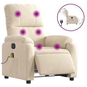 vidaXL elektrisks masāžas krēsls, bē&scaron;s mikro&scaron;ķiedras audums