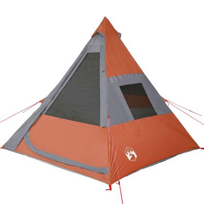 vidaXL kempinga telts tipi 7 personām pelēka oranža ūdensnecaurlaidīga