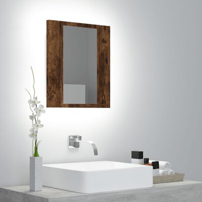 vidaXL vannasistabas spoguļskapītis, LED, ozolkoka krāsa, 40x12x45 cm