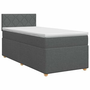vidaXL Kontinentālā gulta ar matraci Tum&scaron;i pelēka 90 x 190 cm Audums