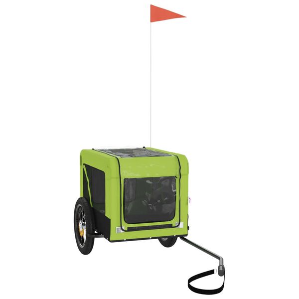 vidaXL mājdzīvnieku velo piekabe, zaļa ar melnu, audums un dzelzs