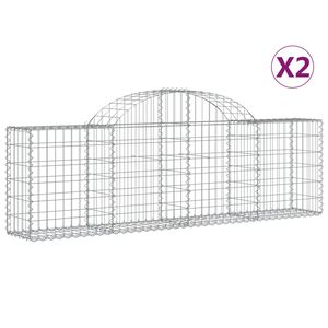 vidaXL arkveida gabiona grozi, 2 gb., 200x30x60/80 cm, cinkota dzelzs